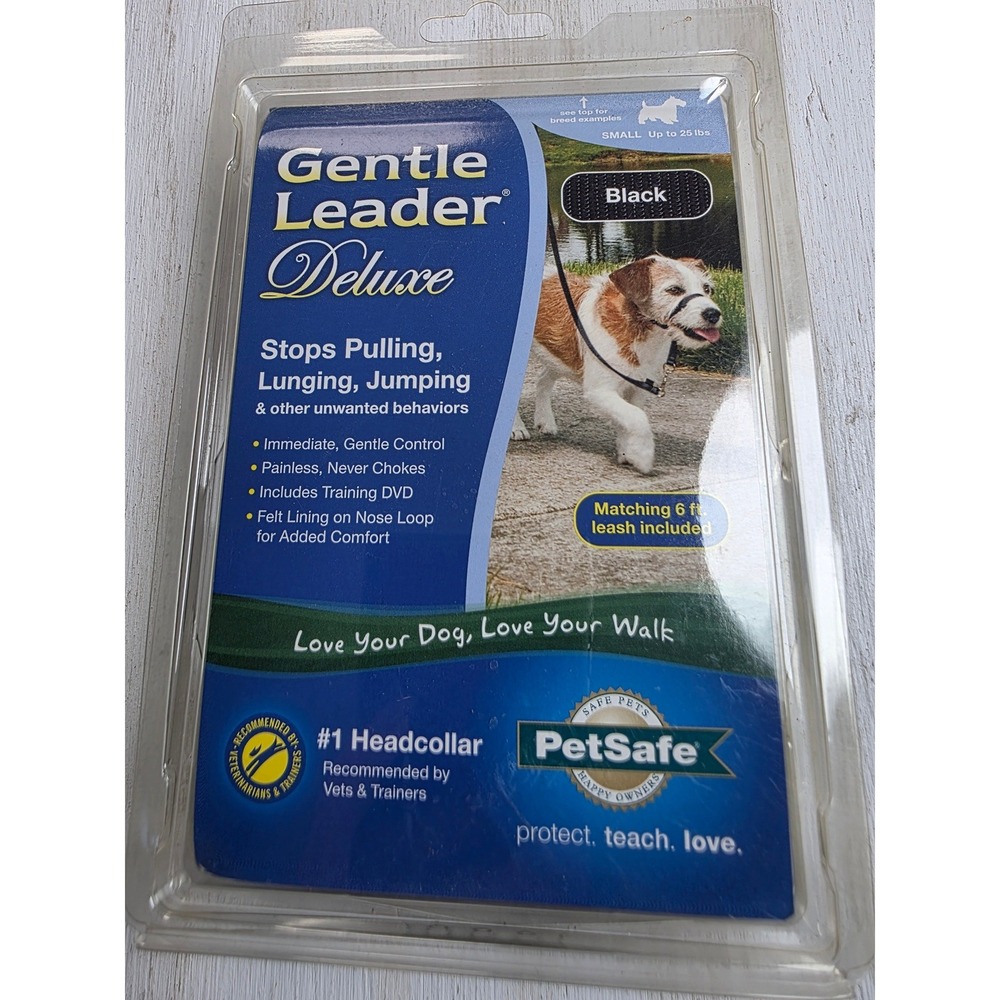 PetSafe Gentle Leader Deluxe Headcollar Leash Set Small Black Dog Training Kit